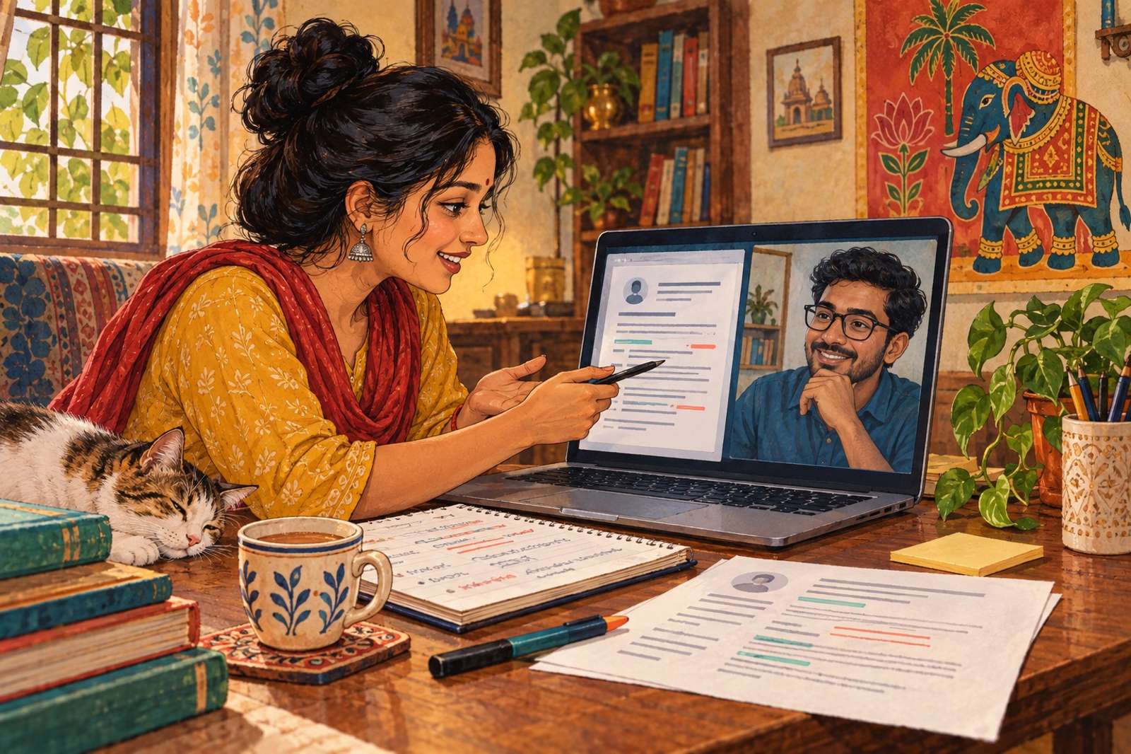 Illustration of Resume Review: Help someone explain their experience clearly and improve the structure and wording of their CV.