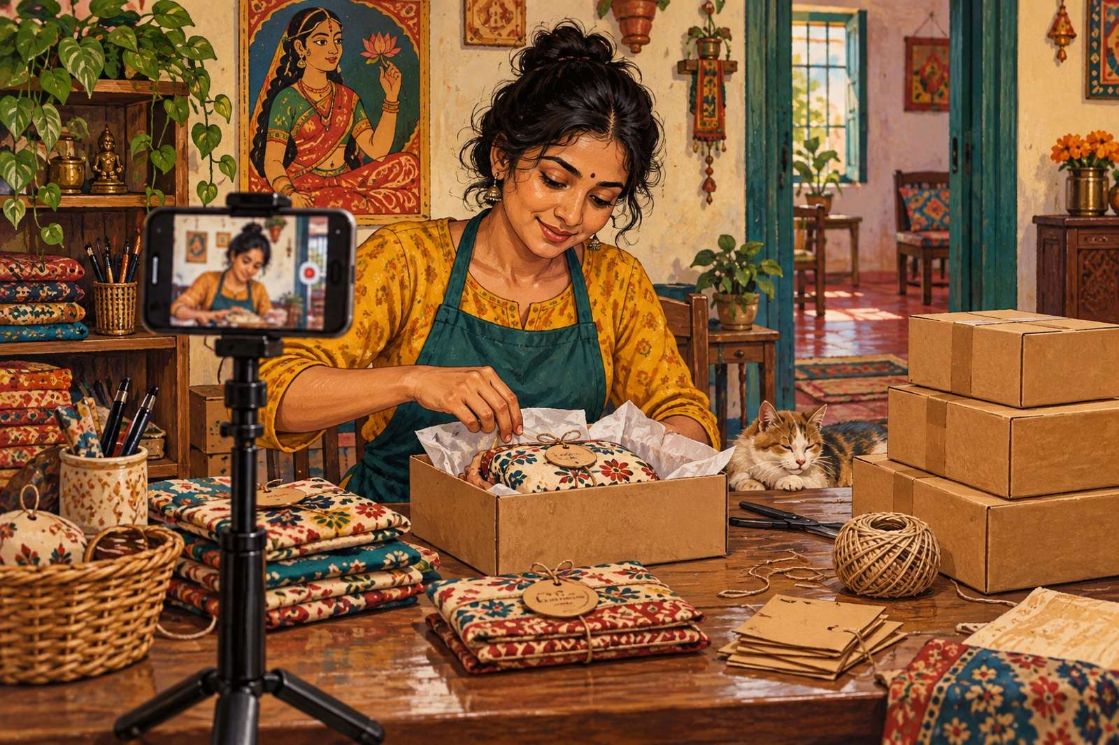 Illustration of Small Business Behind the Scenes: Let people watch you make products and prepare deliveries, keeping names and addresses confidential.