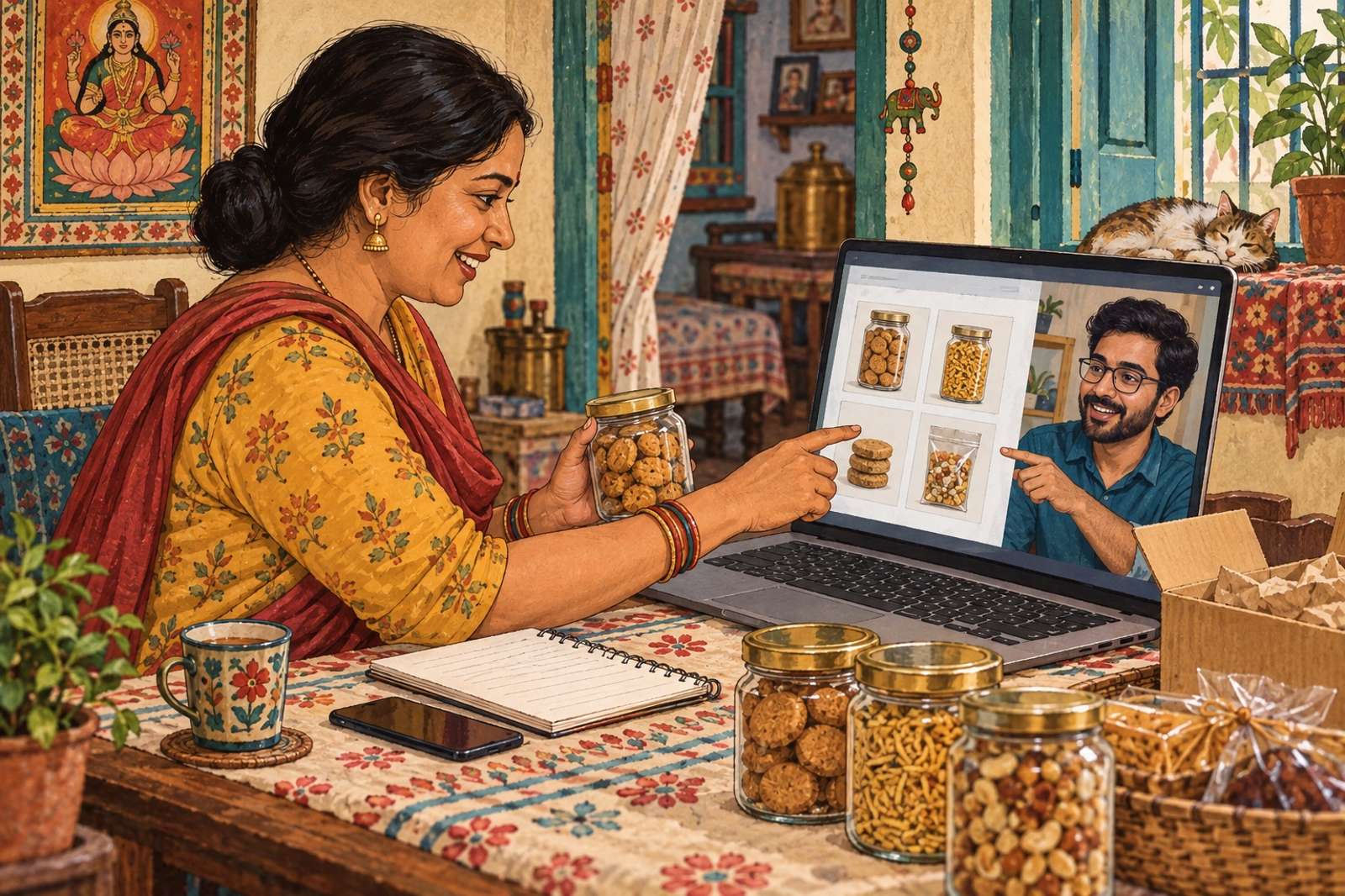 Illustration of Take Your Shop Online: Help a shop owner create a digital menu, product catalogue or online business profile.