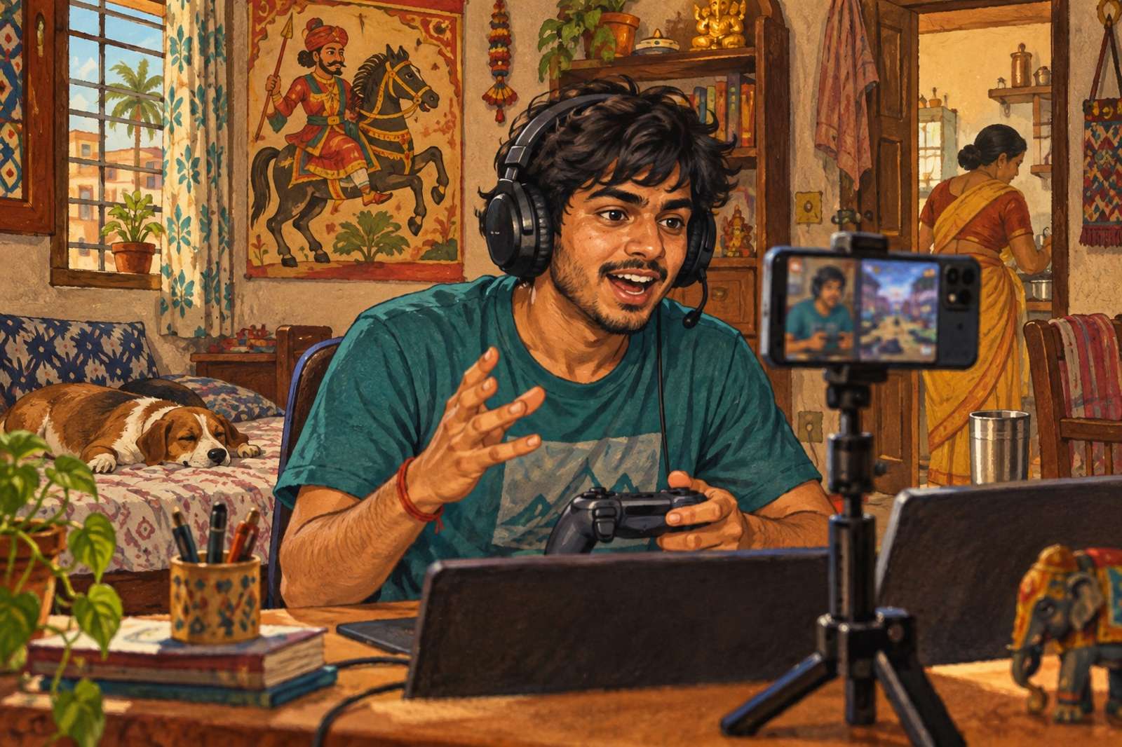 Illustration of Gaming With Commentary: Share gameplay, challenges and strategy in games that permit streaming, with your own commentary.