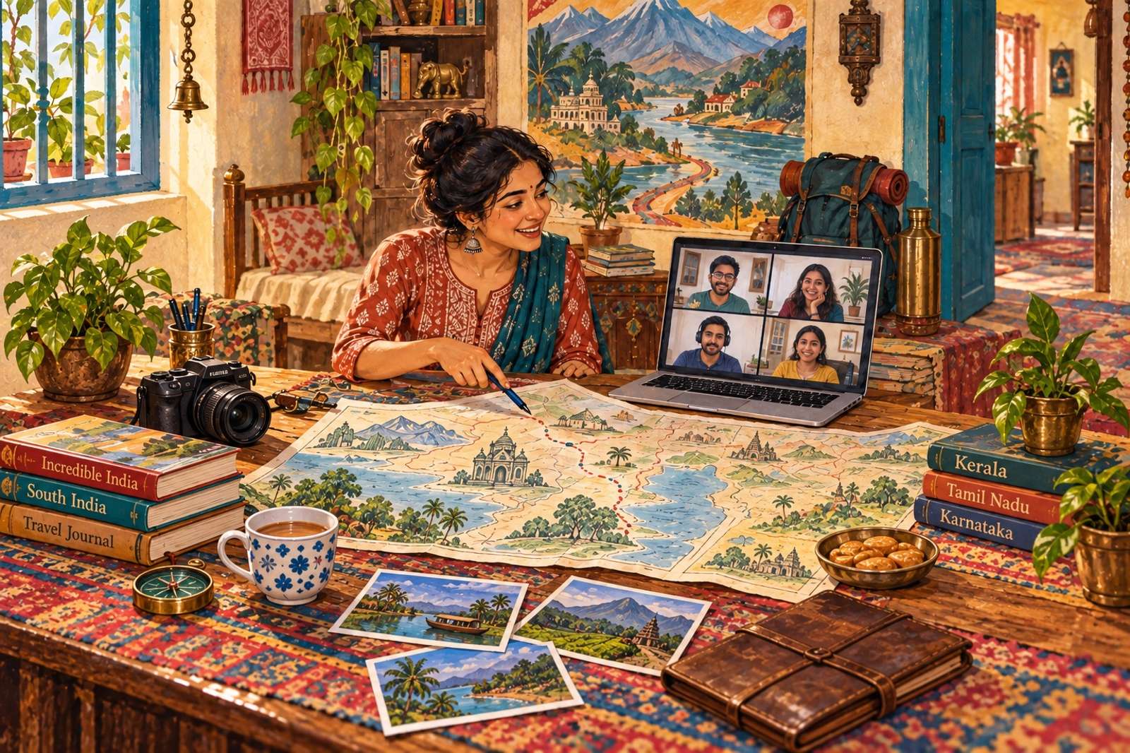 Illustration of Travel Planning Circle: Help several travellers prepare for a similar trip with firsthand destination knowledge.