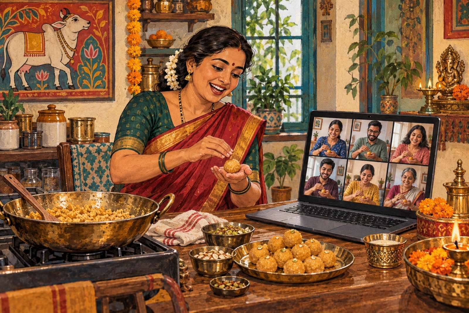 Illustration of Festival Sweets Class: Make a festive sweet together and help participants with technique and timing.